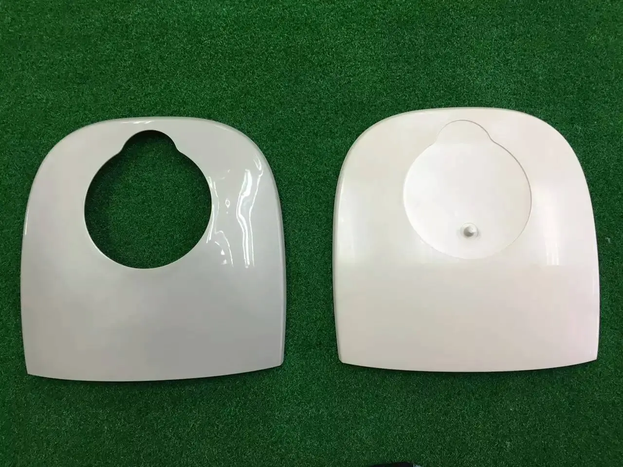 Before and after auto degating example for rounded plastic cover part